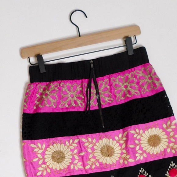 Anthropologie Black and Pink Patterned Skirt - Picture 9 of 15